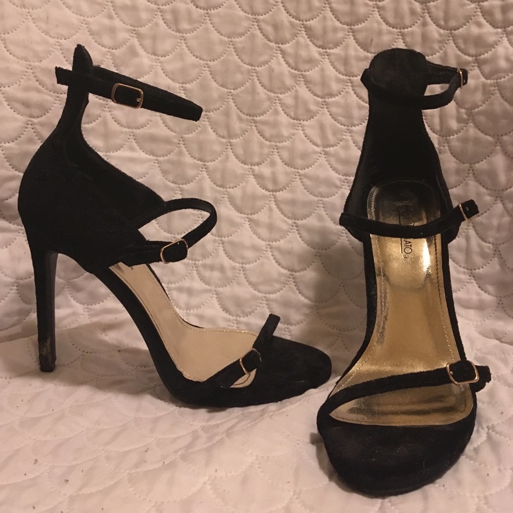 Strappy Black Velvet High Heel Stilettos🤩